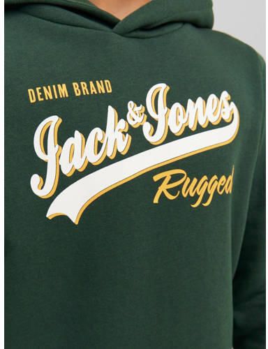 Jack & jones JUNIOR hoodie JJELOGO met logo donkergroen Sweater Logo 164 - Foto 2