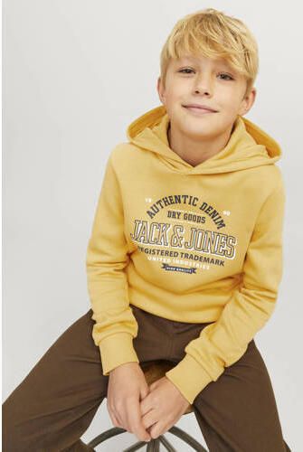 Jack & jones JUNIOR hoodie JJELOGO met logo honinggeel Sweater Logo 176