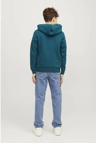 Jack & jones JUNIOR hoodie JJELOGO met logo petrol Sweater Blauw Logo 128 - Foto 2