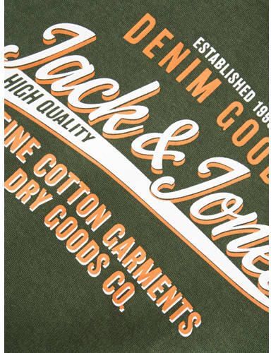 Jack & jones JUNIOR hoodie JJELOGO met logo warm donkergroen Sweater Logo 176