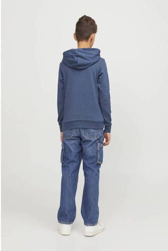 Jack & jones JUNIOR hoodie JJELOGO met tekst blauw geel Sweater Tekst 176 - Foto 2
