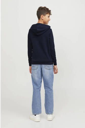 Jack & jones JUNIOR hoodie JJELOGO met tekst donkerblauw rood Sweater Tekst 176 - Foto 3