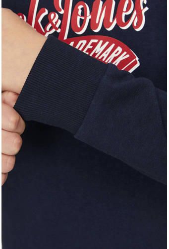 Jack & jones JUNIOR hoodie JJELOGO met tekst donkerblauw rood Sweater Tekst 176 - Foto 2