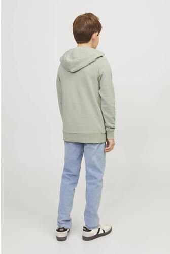Jack & jones JUNIOR hoodie JJELOGO met tekst pistache groen Sweater Tekst 176 - Foto 2