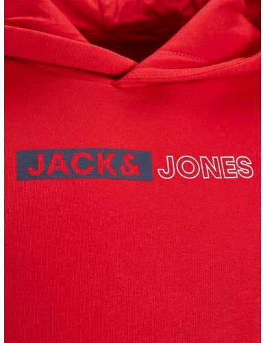 Jack & jones JUNIOR hoodie JJEPLAYER met logo felrood Sweater Logo 140