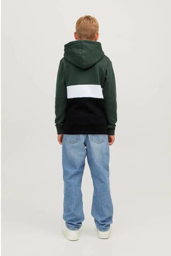 Jack & jones JUNIOR hoodie JJEREID donkergroen zwart wit Sweater Meerkleurig 116 - Foto 3