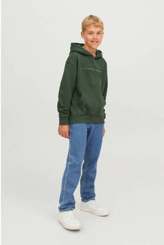 Jack & jones JUNIOR hoodie JJESTAR met logo donkergroen Sweater Logo 116 - Foto 2
