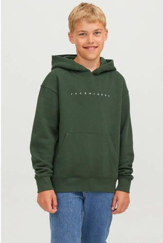 Jack & jones JUNIOR hoodie JJESTAR met logo donkergroen Sweater Logo 116 - Foto 3