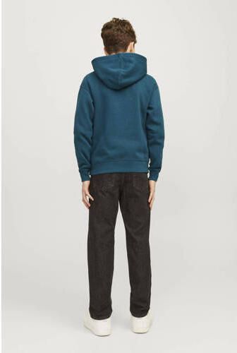 Jack & jones JUNIOR hoodie JJESTAR met logo petrol Sweater Groen Tekst 152 - Foto 3