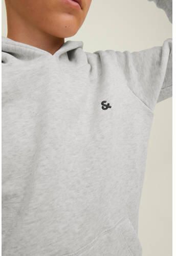 Jack & jones JUNIOR hoodie JJESTAR met tekst lichtgrijs melange Sweater 152 - Foto 2