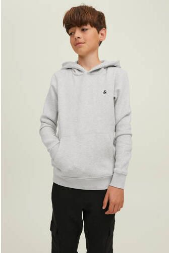Jack & jones JUNIOR hoodie JJESTAR met tekst lichtgrijs melange Sweater 152 - Foto 4
