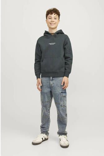 Jack & jones JUNIOR hoodie JORVESTERBRO met tekst diep donkergroen Sweater 140 - Foto 3