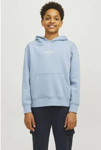 Jack & jones JUNIOR hoodie JORVESTERBRO met tekst lichtblauw Sweater Tekst 128 - Foto 2