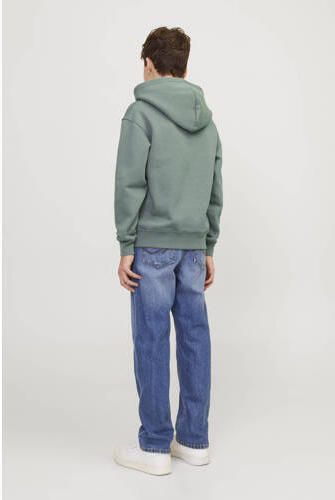 Jack & jones JUNIOR hoodie JORVESTERBRO met tekst zachtgroen Sweater Tekst 140 - Foto 2