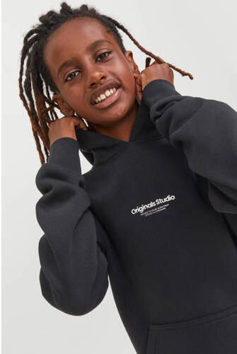 Jack & jones JUNIOR hoodie JORVESTERBRO met tekst zwart Sweater Tekst 128 - Foto 3