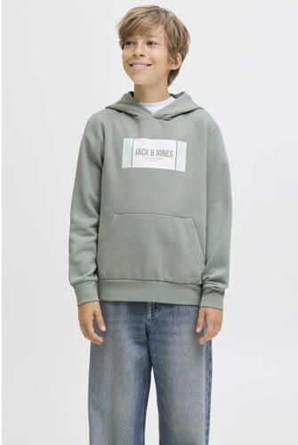 JACK & JONES JUNIOR hoodie lichtgroen Sweater Printopdruk