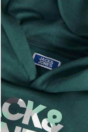 Jack & jones JUNIOR hoodie met logo donkergroen Sweater Logo 164