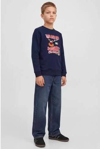 JACK & JONES JUNIOR kersttrui met print donkerblauw Sweater Printopdruk - Foto 3