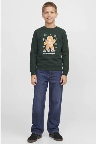 JACK & JONES JUNIOR kersttrui met print donkergroen Sweater Printopdruk - Foto 2