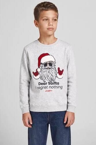 JACK & JONES JUNIOR kersttrui met print wit Sweater Printopdruk