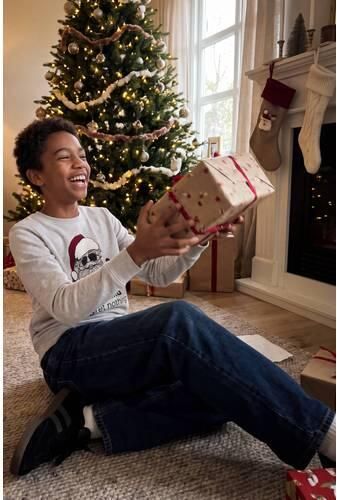 JACK & JONES JUNIOR kersttrui met print wit Sweater Printopdruk - Foto 2