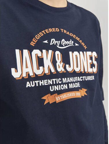 Jack & jones JUNIOR longsleeve JJELOGO met logo wit Blauw Jongens Katoen Ronde hals 128 - Foto 3
