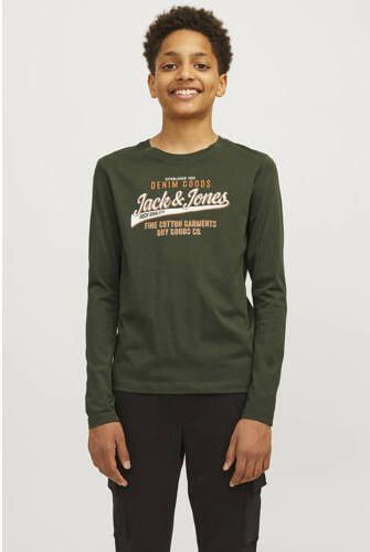 Jack & jones JUNIOR longsleeve JJELOGO met logo wit Groen Jongens Katoen Ronde hals 128 - Foto 2