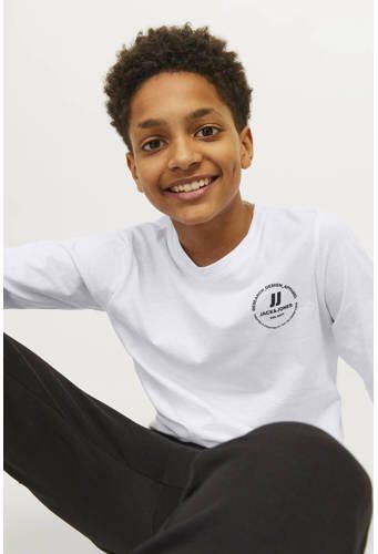 Jack & jones JUNIOR longsleeve JJESWIFT met printopdruk wit Jongens Katoen Ronde hals 128