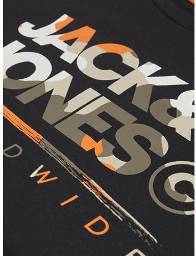 Jack & jones JUNIOR longsleeve JJLUKE met logo zwart Jongens Katoen Ronde hals 152
