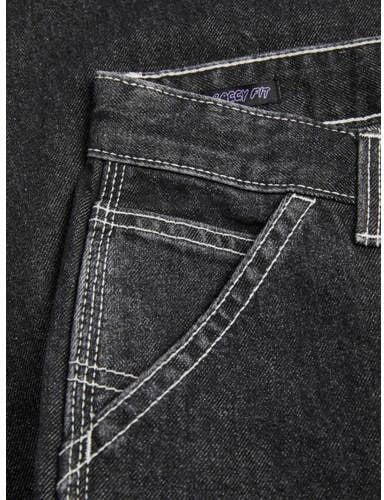 Jack & jones JUNIOR loose fit jeans JJIALEX JJCARPENTER black denim Zwart 146 - Foto 3
