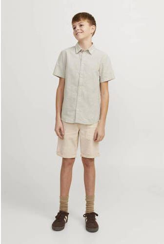 Jack & jones JUNIOR overhemd JJELINEN BLEND beige Jongens Katoen Klassieke kraag 128 - Foto 3