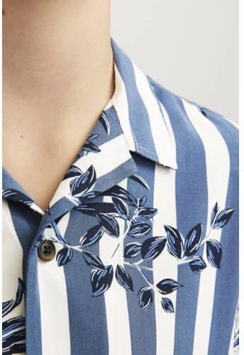 Jack & jones JUNIOR overhemd JJJEFF RESORT met all over print blauw wit Jongens Viscose Klassieke kraag 128 - Foto 3