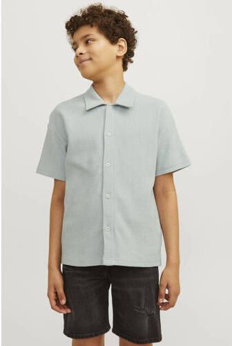 Jack & jones JUNIOR overhemd JORJASPER BUTTON THROUGH SHIRT SS JNR grijsgroen Jongens Katoen Klassieke kraag 176 - Foto 3
