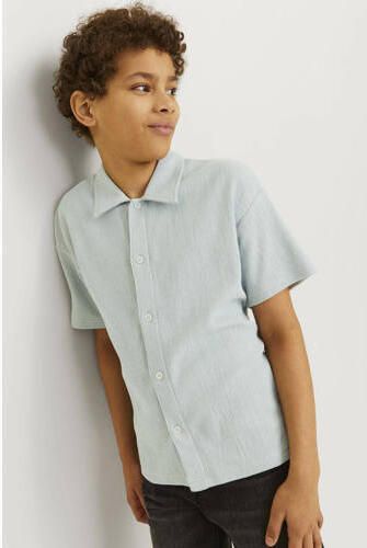 Jack & jones JUNIOR overhemd JORJASPER BUTTON THROUGH SHIRT SS JNR grijsgroen Jongens Katoen Klassieke kraag 176 - Foto 2