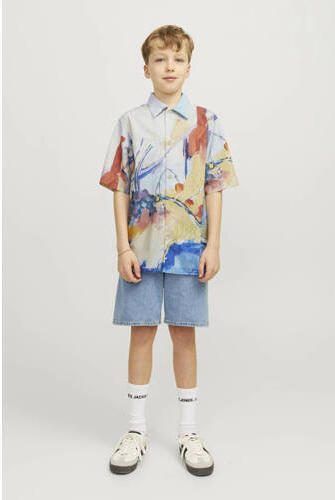 Jack & jones JUNIOR overhemd JORLANDSCAPE met all over print blauw multicolor Jongens Katoen Klassieke kraag 128 - Foto 3