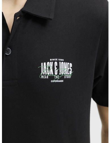 JACK & JONES JUNIOR polo met print zwart Jongens Katoen Polokraag Printopdruk - Foto 3