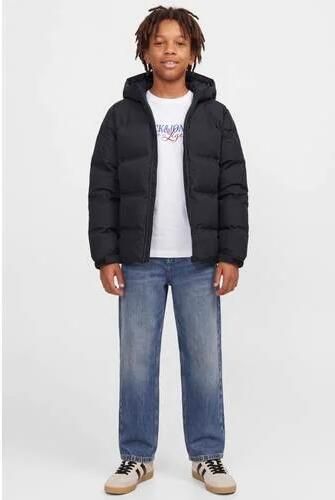 JACK & JONES JUNIOR pufferjas zwart Jongens Polyester Capuchon Effen - Foto 2