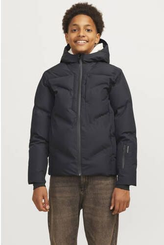 JACK & JONES JUNIOR quilted winterjas zwart Jongens Polyester Capuchon - Foto 2