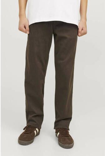 Jack & jones JUNIOR regular fit broek JPSTMARCO JJDAVE donkerbruin Jongens Stretchkatoen 140