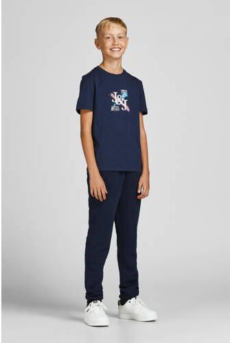 Jack & jones JUNIOR regular fit joggingbroek JPSTLOGO met logo donkerblauw Jongens Sweat 140 - Foto 3