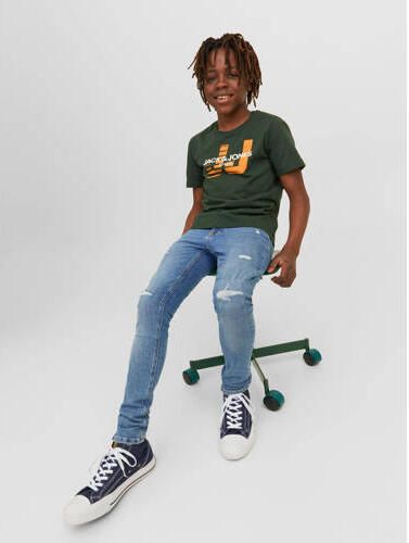 Jack & jones JUNIOR skinny jeans JJILIAM blue denim Blauw Jongens Stretchdenim 152 - Foto 3