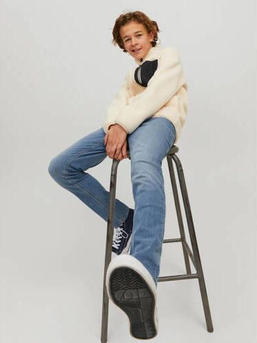 Jack & jones JUNIOR slim fit jeans donkerblauw Jongens Stretchkatoen Effen 158 - Foto 2