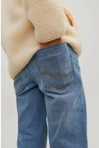 Jack & jones JUNIOR slim fit jeans donkerblauw Jongens Stretchkatoen Effen 158 - Foto 3