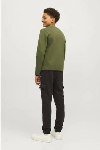 Jack & jones JUNIOR sweater JCOFUSION mosgroen Effen 140