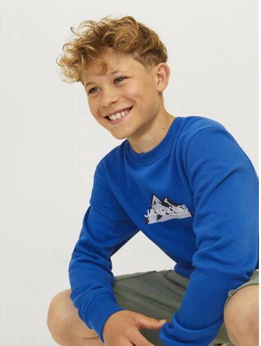 Jack & jones JUNIOR sweater JCOMOUNTAIN met printopdruk hardblauw Printopdruk 164