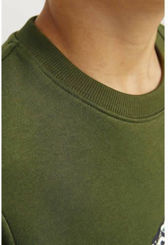 Jack & jones JUNIOR sweater JCOMOUNTAIN met printopdruk mosgroen Printopdruk 128 - Foto 3