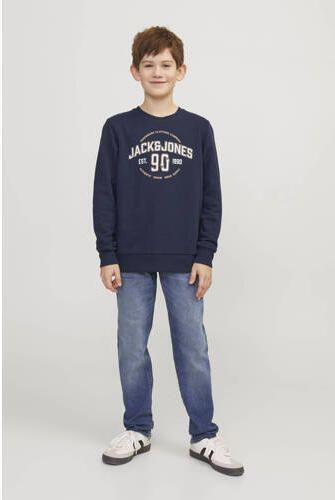 Jack & jones JUNIOR sweater JJMINDS met logo donkerblauw Logo 140 - Foto 3