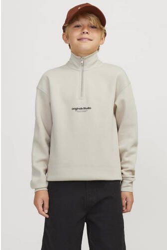 Jack & jones JUNIOR sweater JORVESTERBRO met tekst Beige Tekst 140