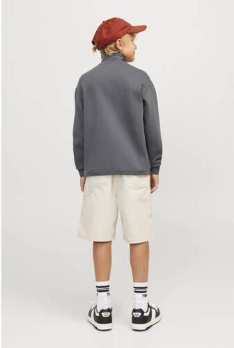 Jack & jones JUNIOR sweater JORVESTERBRO met tekst Grijs Tekst 140