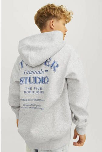 Jack & jones JUNIOR sweater met backprint grijs blauw Backprint 152 - Foto 3